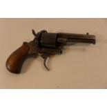 A LATE 19TH CENTURY BELGIAN SIX SHOT .31 CALIBRE PINFIRE REVOLVER, 6CM BARREL