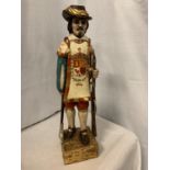 A WOODEN STATUE OF MUSKETEER STYLE CHARACTER H:50CM