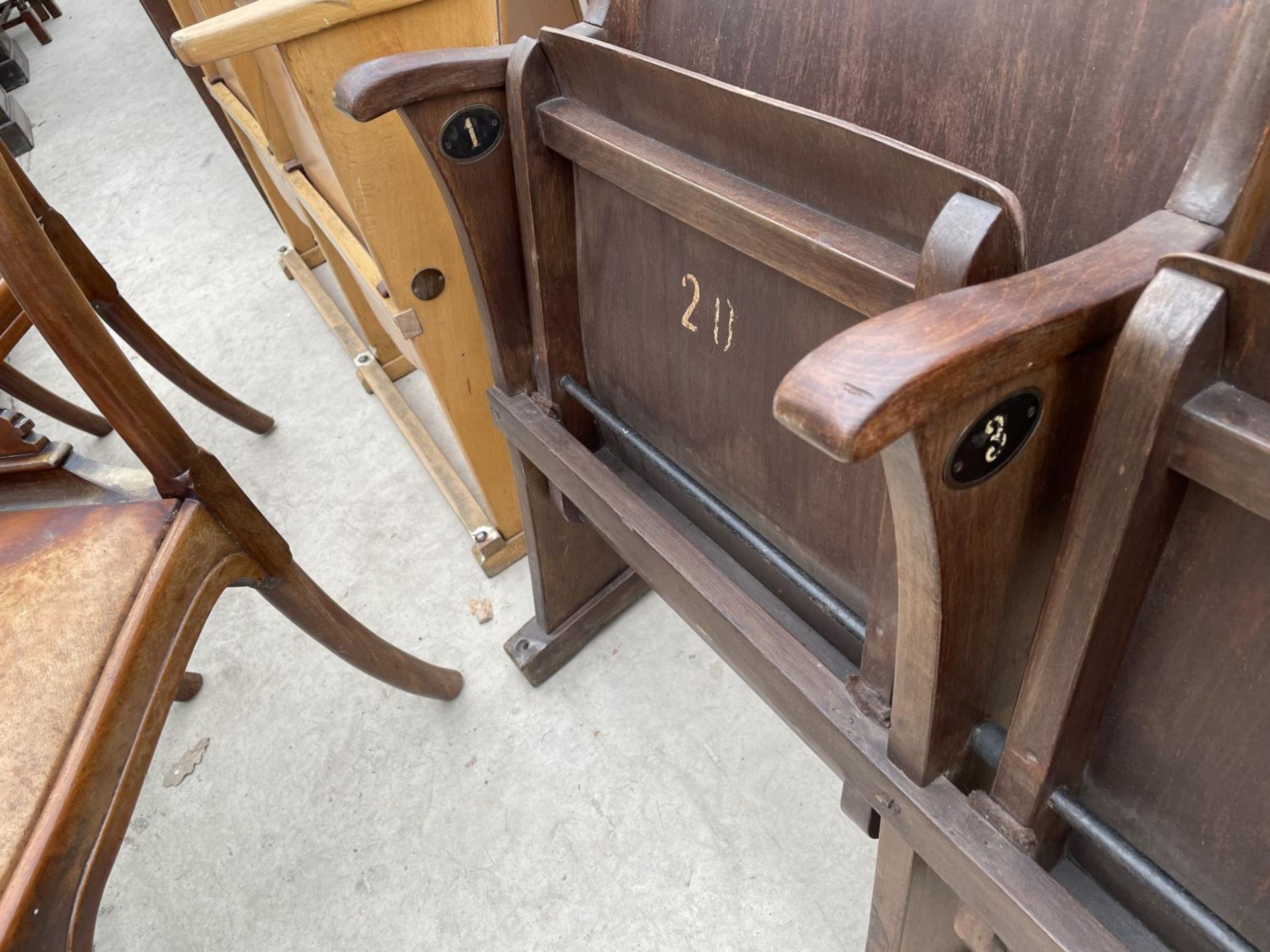 A PAIR OF BENTWOOD CINEMA/THEATRE SEATS, NO.20 AND NO.19 - Image 3 of 5