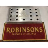 A 'ROBINSONS FAMILY BREWERS PUB' BEER DRIP TRAY TOGETHER WITH ROBINSONS BAR TOWEL