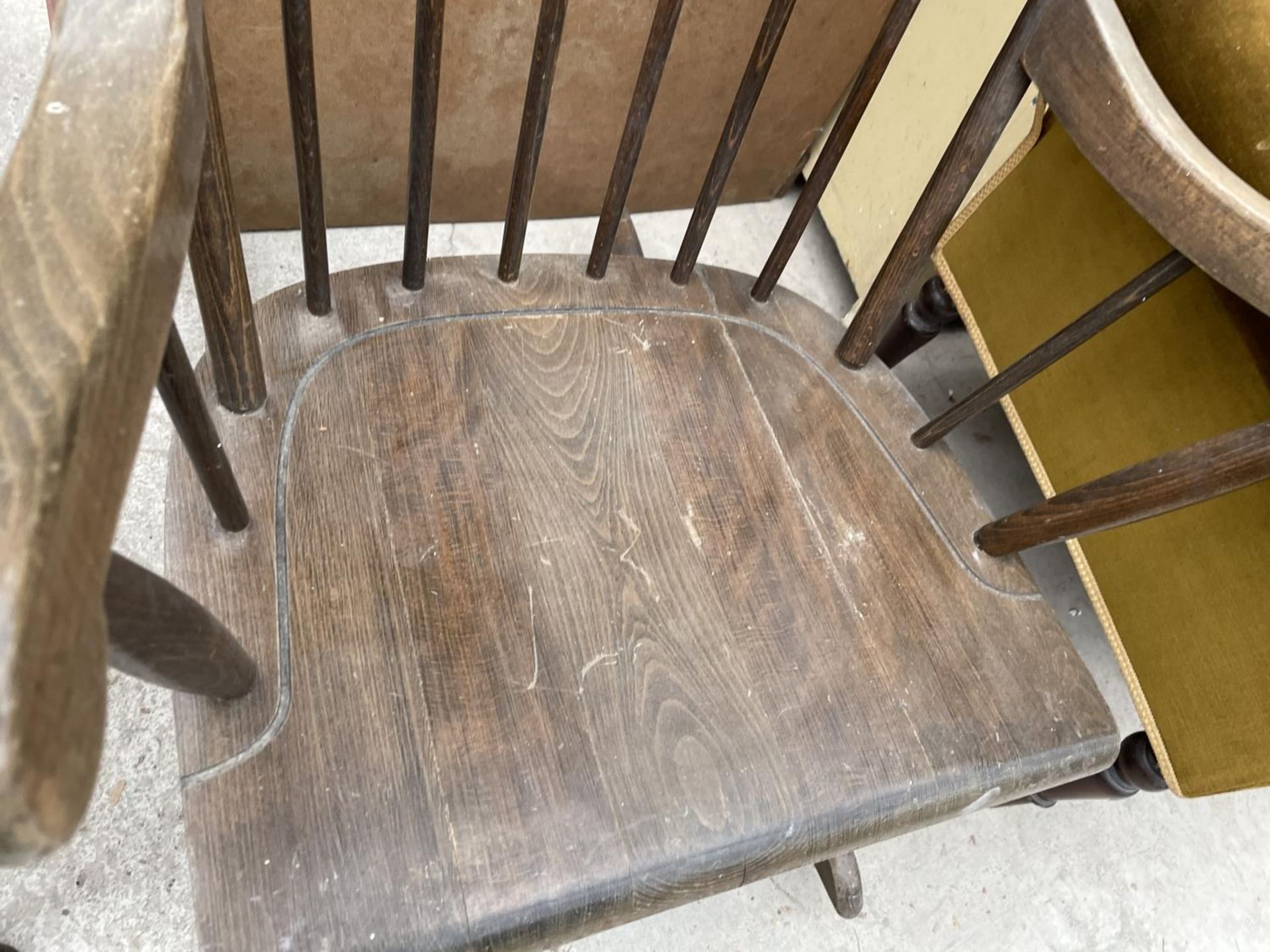 A MODERN BEECH ROCKING CHAIR WITH STENCIL DECORATION OF FRUIT - Image 3 of 4