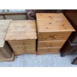 AN AILESBURY PINE THREE DRAWER BEDSIDE CHEST AND SIMILAR CHEST