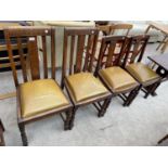 TWO PAIRS OF EARLY 20TH CENTURY OAK DINING CHAIRS