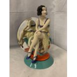 A KEVIN FRANCIS CERAMIC AND MIRROR ART DECO STYLE FIGURINE 'RENAISSANCE' LIMITED EDITION 100/200