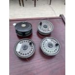 A LEEDS KINGSIZE FLY FISHING REEL AND 3 SPARE SPOOLS