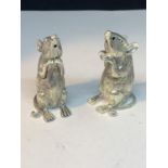 A SILVER PLATED CRUET SET IN THE GUISE OF MICE