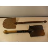 TWO MILITARY SPADES , LENGTH 55CM AND 70CM {2}