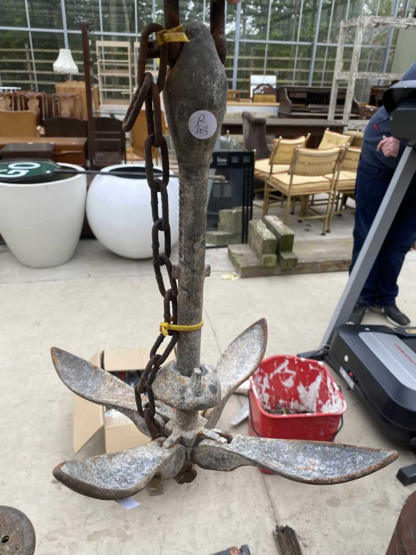 A VINTAGE FOLDING BOAT ANCHOR