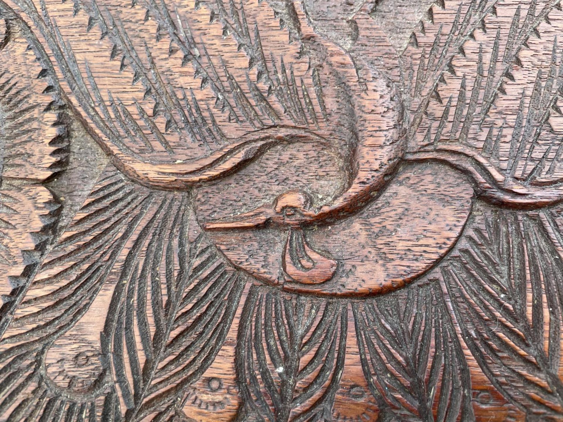 A HEAVILY CARVED ASIAN HARDWOOD TWO TIER OCCASIONAL TABLE, 26X14" - Image 5 of 6