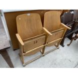 A PAIR OF BENTWOOD CINEMA/THEATRE SEATS, NO.19 AND NO.20