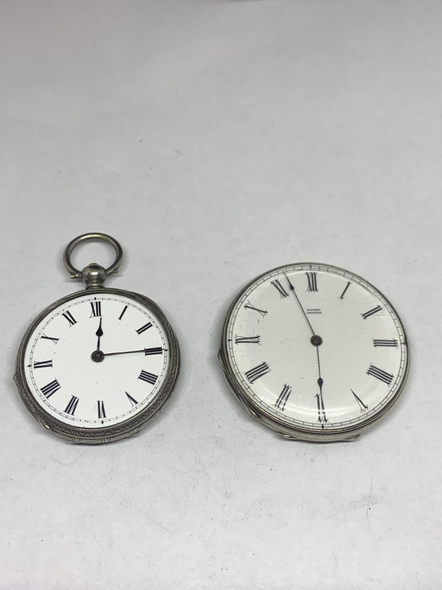 TWO SILVER POCKET WATCHES ONE GLASS A/F