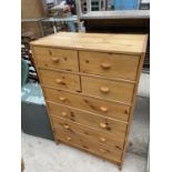 A MODERN PINE CHEST OF FOUR SHORT AND FOUR LONG DRAWERS, 27.5" WIDE