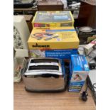 AN ASSORTMENT OF ITEMS TO INCLUDE TWO WALL PAPER STRIPPERS AND A TOASTER ETC