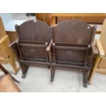 A PAIR OF BENTWOOD CINEMA/THEATRE SEATS, NO.20 AND NO.19