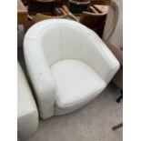 A MODERN WHITE LEATHER TUB TYPE EASY CHAIR