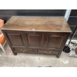 A GEORGE III OAK BLANKET CHEST WITH TWO DRAWERS TO THE BASE, 46" WIDE