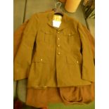 A FRENCH ARMY TUNIC AND A FRENCH ARMY GREAT COAT, SIZE 38-40" CHEST, 18" ARMPITS TO CUFF