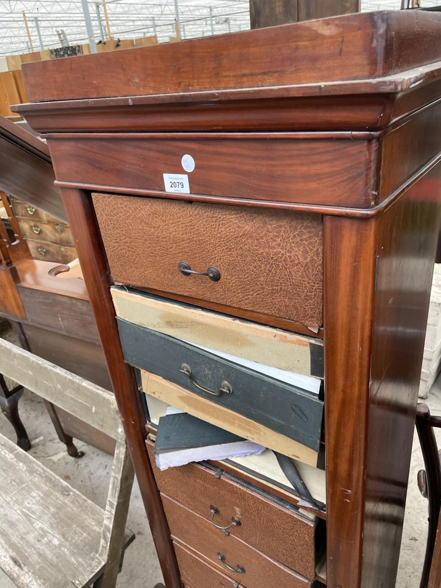 TWO WELLINGTON STYLE CHESTS WITH COMPRESSED FIBRE DRAWERS (TWO MISSING) - Image 2 of 5