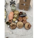 AN ASSORTMENT OF STONE WARE ITEMS TO INCLUDE RAMEKINS, TUREENS AND JUGS ETC