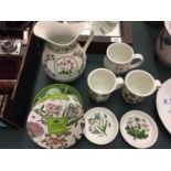 A SELECTION OF PORTMEIRION POTTERY TO INCLUDE A LARGE JUG, THREE MUGS AND A BOXED SET OF PORTMEIRION