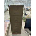 A VINTAGE FOUR DRAWER METAL FILING CABINET