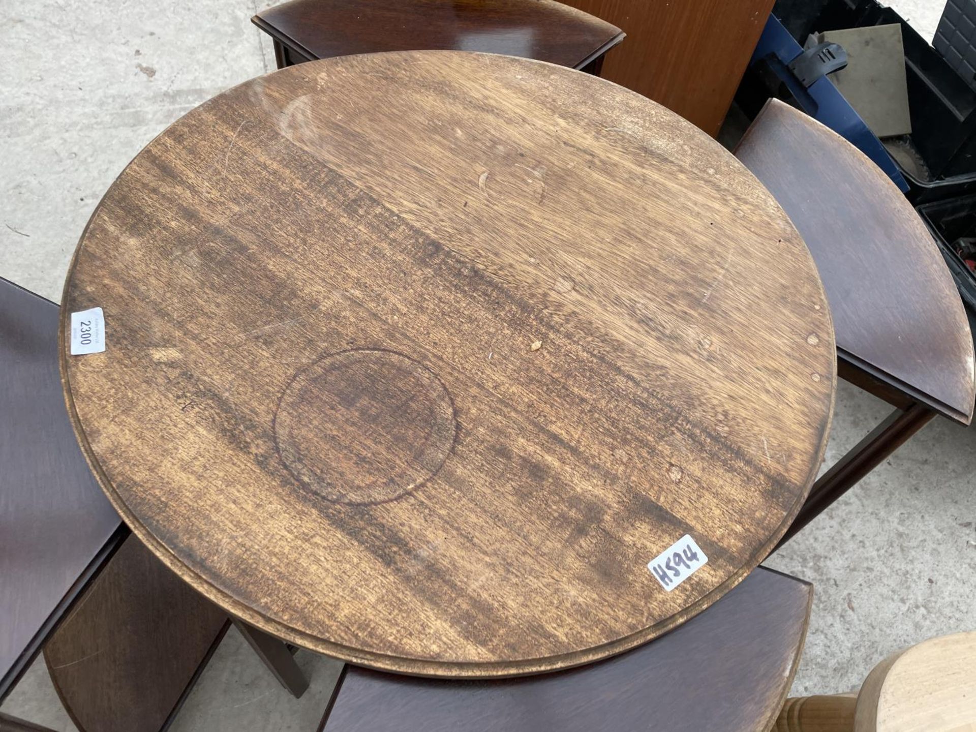 A CIRCULAR MAHOGANY NEST OF FOUR TABLES, 24" DIAMETER - Image 2 of 5