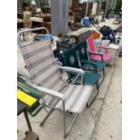 FOUR VARIOUS METAL FRAMED FOLDING GARDEN CHAIRS