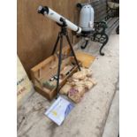 A GREENKAT ASTRONOMICAL TELESCOPE ON TRIPOD STAND WITH WOODEN CARRY CASE