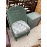 A LLOYD LOOM BEDROOM CHAIR AND LINEN BASKET