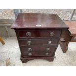 A MINIATURE MAHOGANY CHEST OF FOUR DRAWERS, 16.5" WIDE