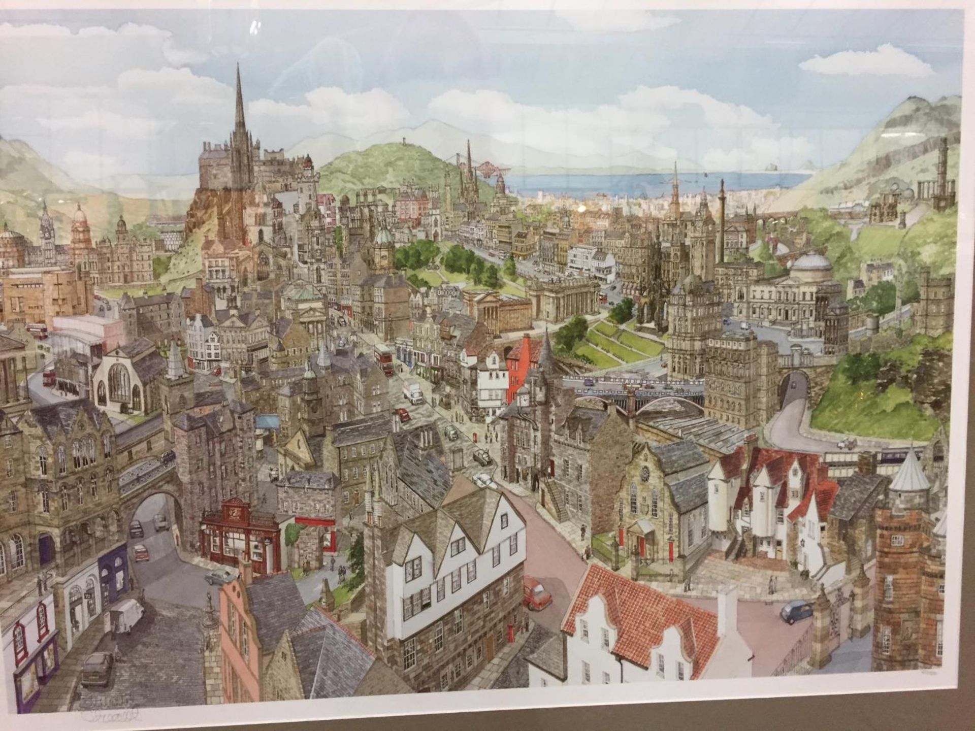 A FRAMED LIMITED EDITION 'MEMORIES OF EDINBURGH' PRINT BY STUART MOORE 427/1500 - Image 2 of 2