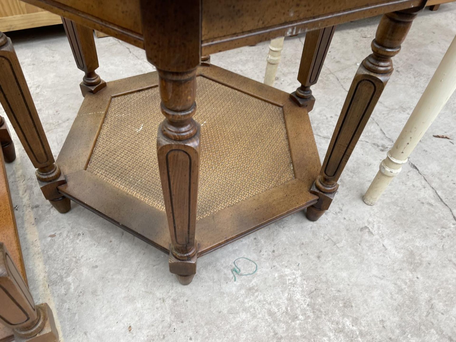 TWO GLASS TOPPED COFFEE TABLES, BOTH WITH CANE UNDERTIERS - Image 6 of 6