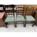 THREE REPRODUCTION LADDERBACK DINING CHAIRS