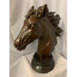 A LARGE BRONZE HORSE HEAD BUST H: 24 INCHES