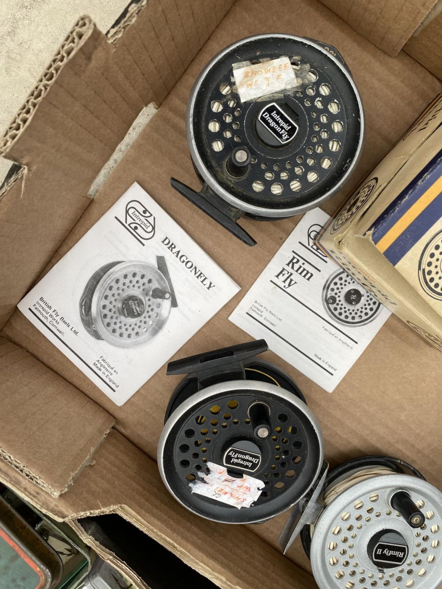 TWO DRAGONFLY FLY FISHING REELS, A REGULAR RIMFLY REEL AND A KINGSIZE RIMFLY REEL AND SPARE SPOOL - Image 4 of 5