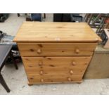 A MODERN PINE CHEST OF FOUR DRAWERS