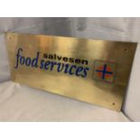 A SALVESEN FOOD SERVICES BRONZE SIGN