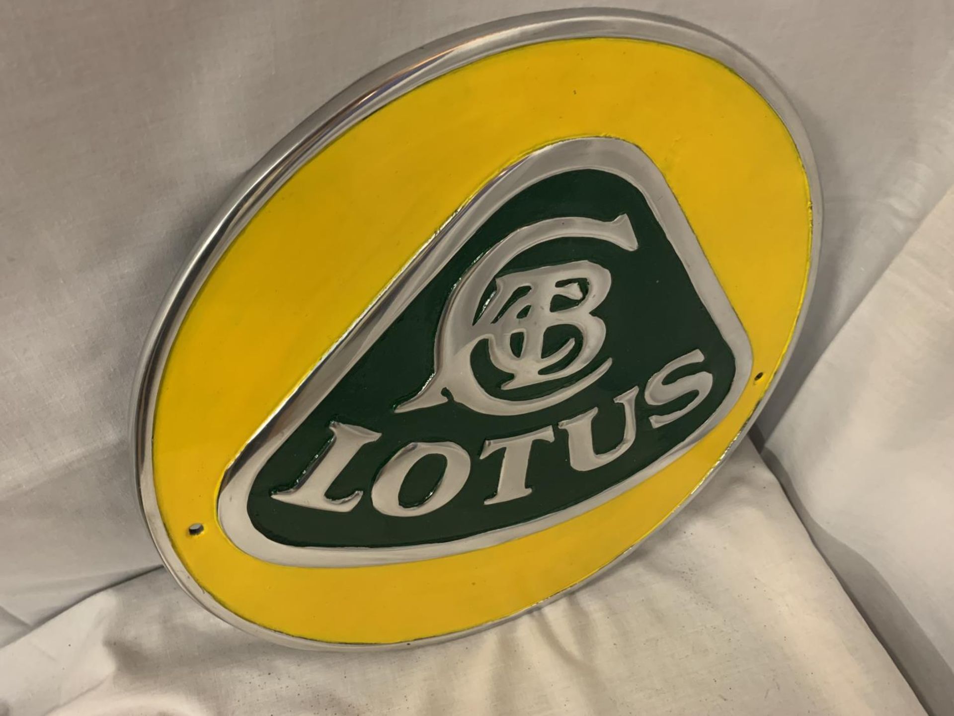 A LARGE CHROME LOTUS SIGN - Image 2 of 2