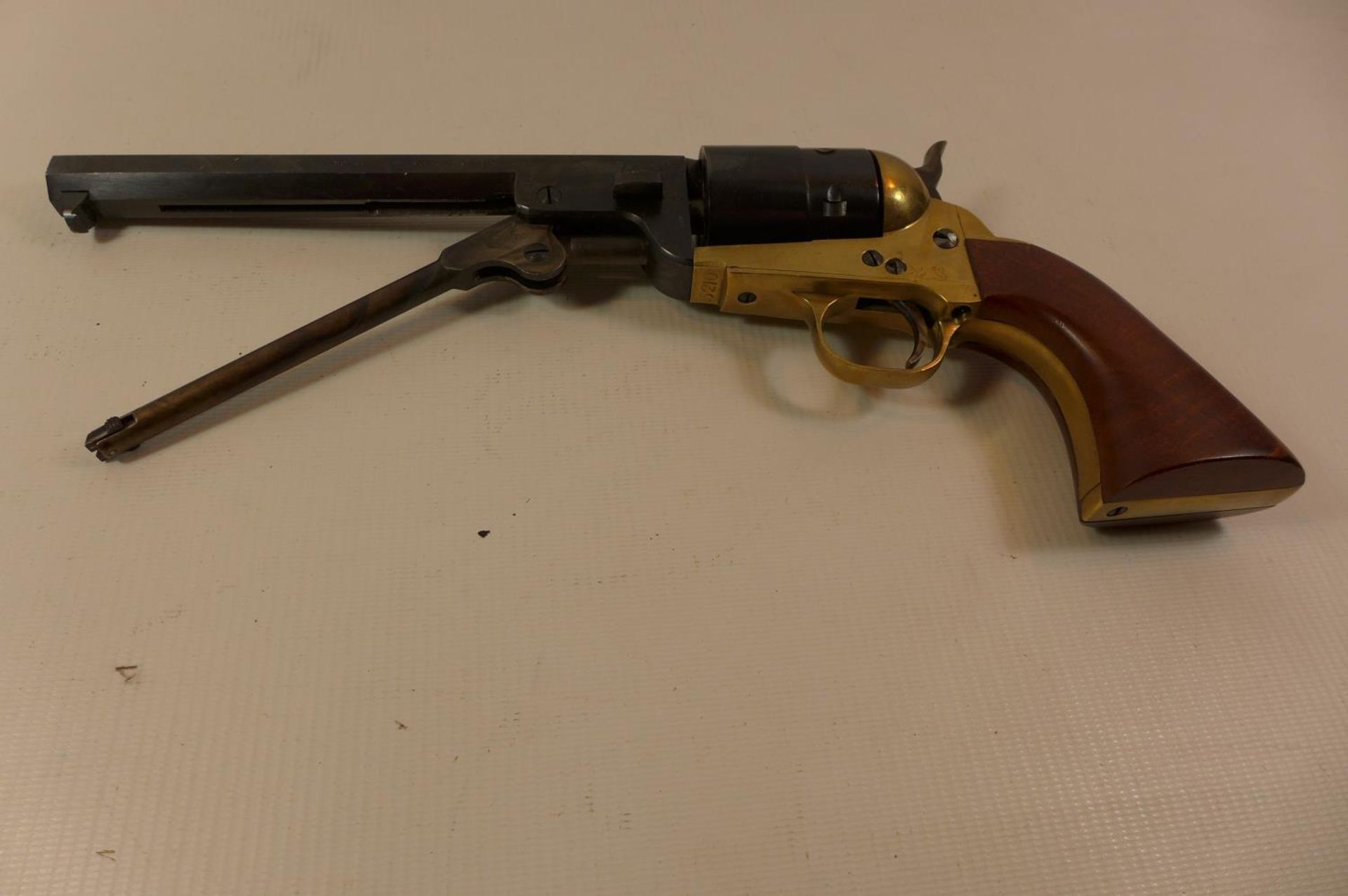 A DEACTIVATED PIETTA 9MM NAVY COLT REVOLVER 18.5CM BARREL TOGETHER WITH AN EU DEACTIVATION - Image 7 of 9