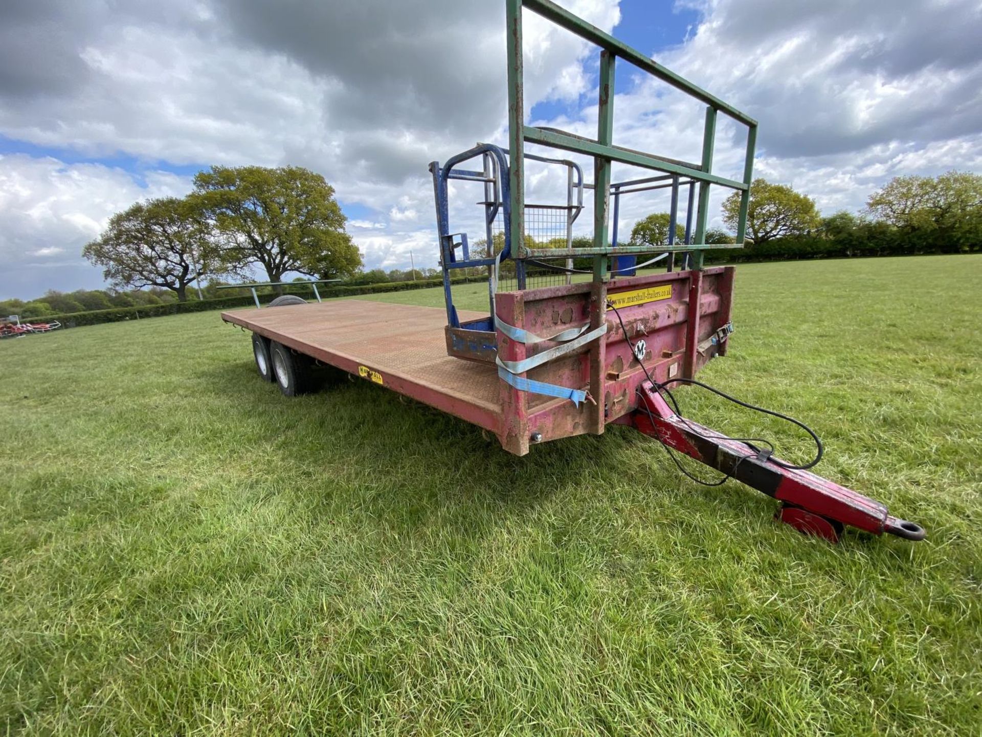 MARSHALL 24' BALE TRAILER WITH CHEQUER PLATE FLOOR ON 4 ROAD TYRES WITH SPARE ROAD TYRE & WHEEL