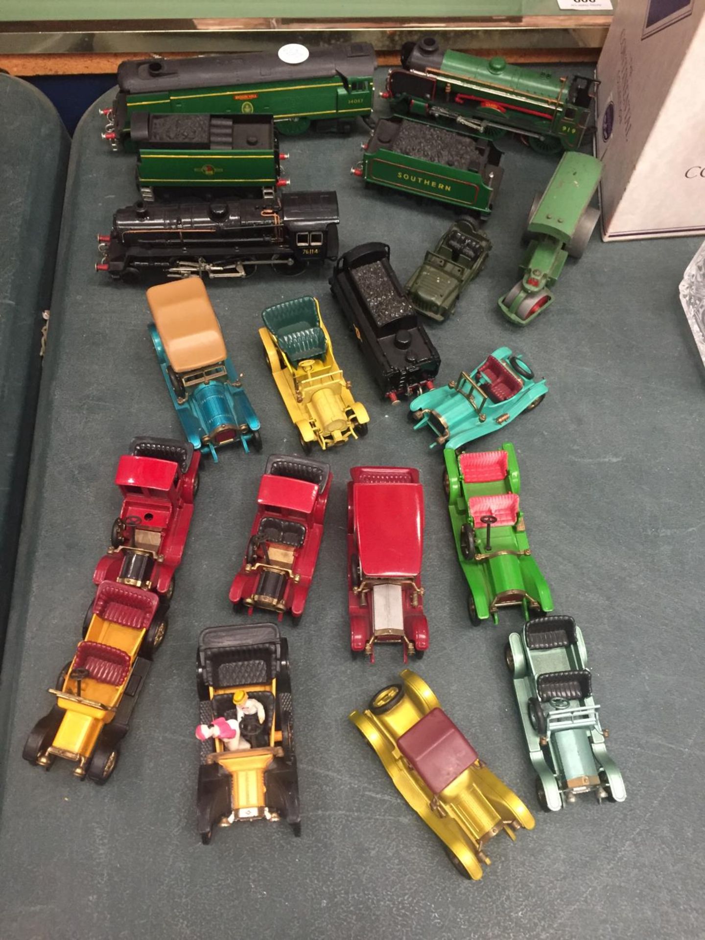 VARIOUS TOY CARS AND TRAINS