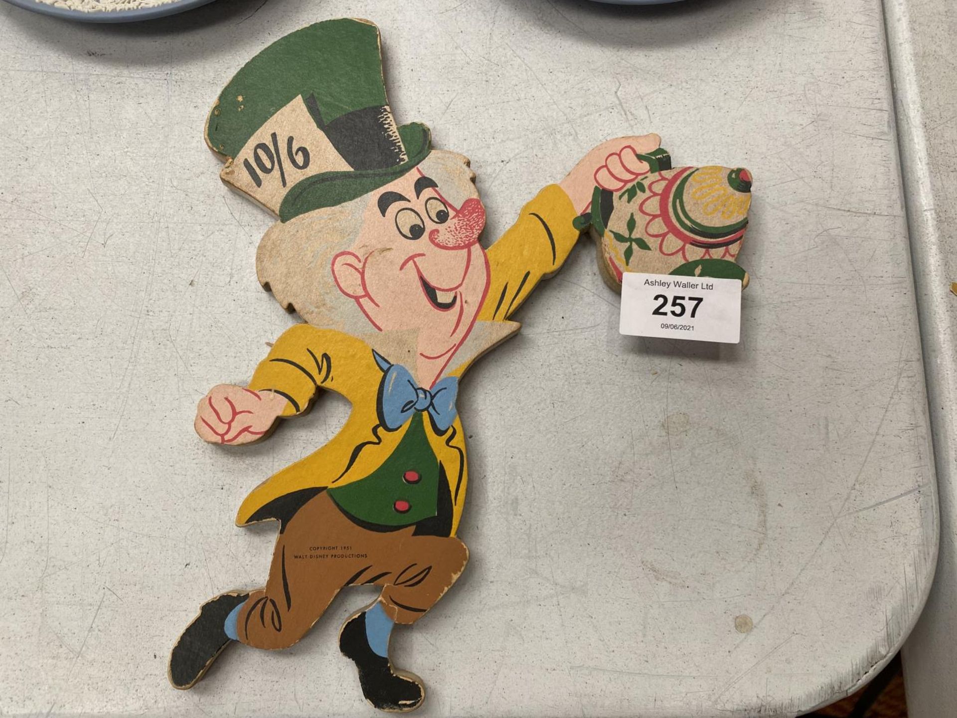 A 1951 WALT DISNEY MAD HATTER CUT OUT