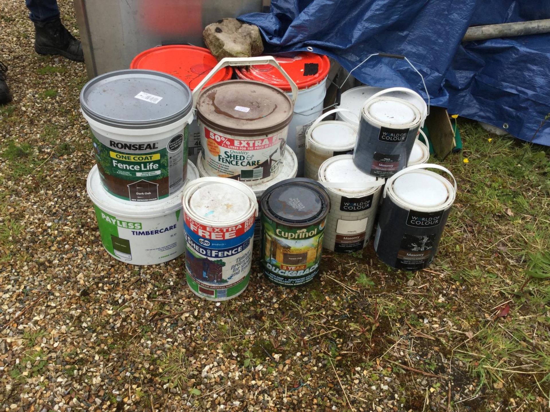 A VARIETY OF MASONERY PAINTS AND OUTDOOR WOOD FINISHES NB:THESE ITEMS ARE TO BE COLLECTED FROM