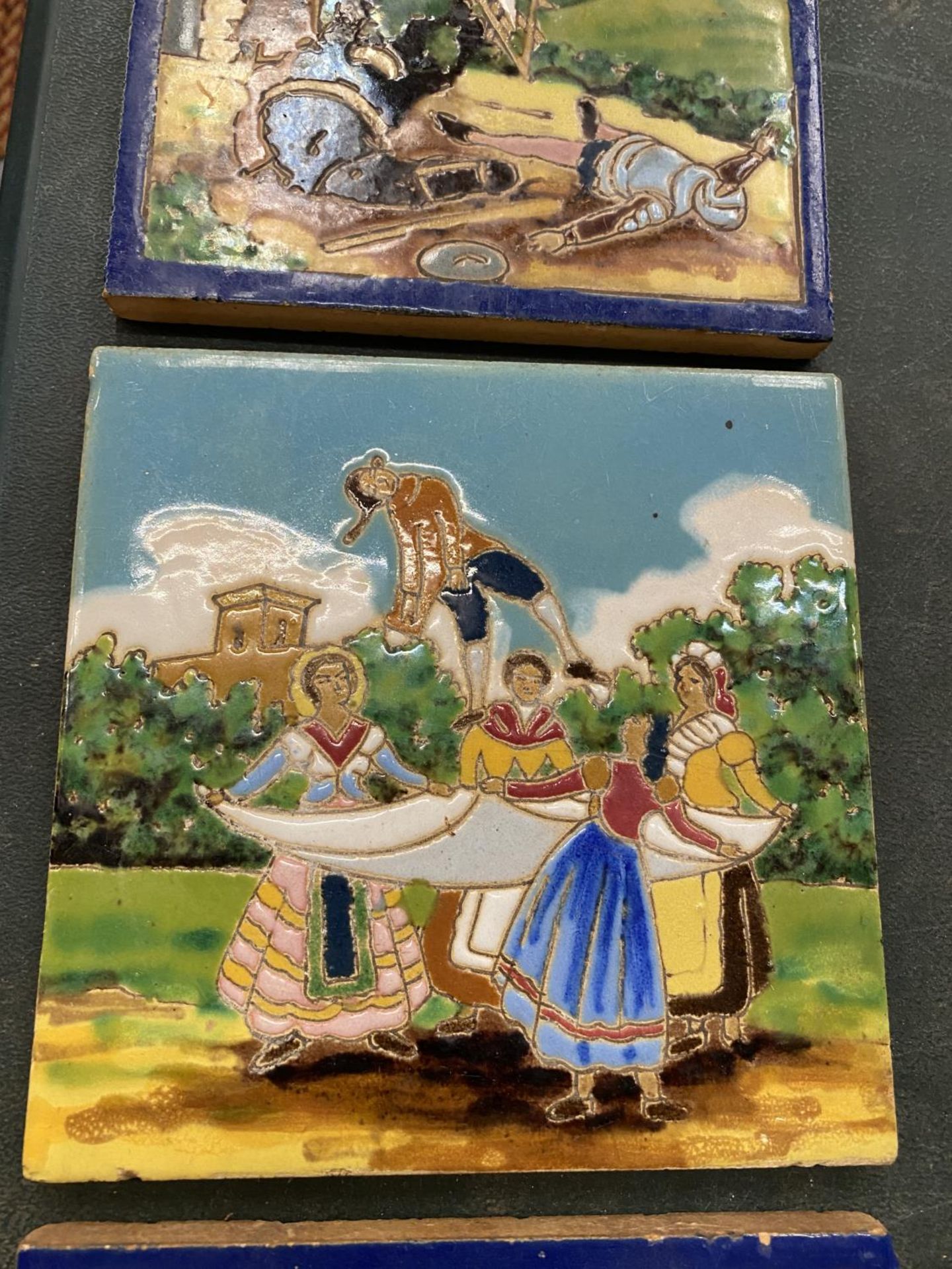 THREE VINTAGE DON QUIXOTE TILES FROM SEVILLE - Image 3 of 5