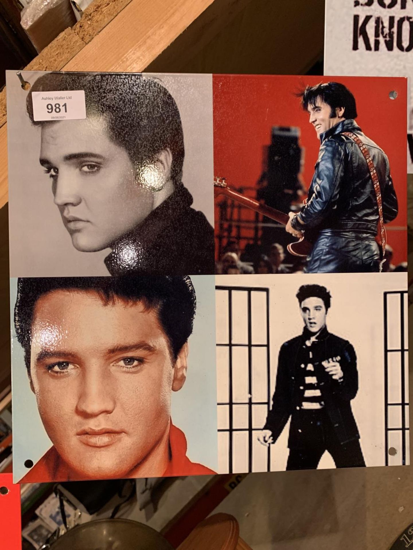 AN ELVIS PRESLEY SQUARE METAL SIGN