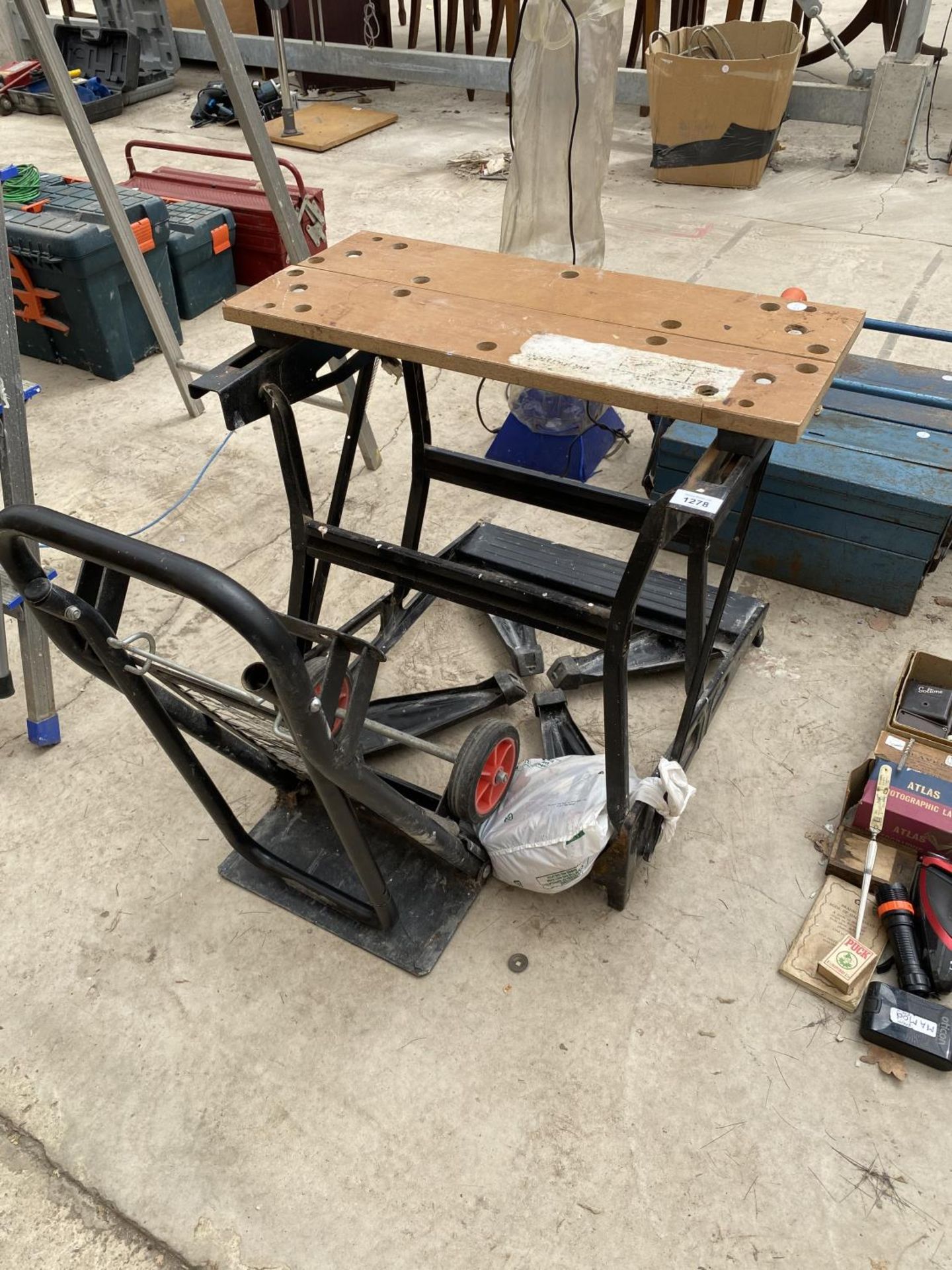 A BLACK AND DECKER WORKMATE AND A FOLDING SACK TRUCK