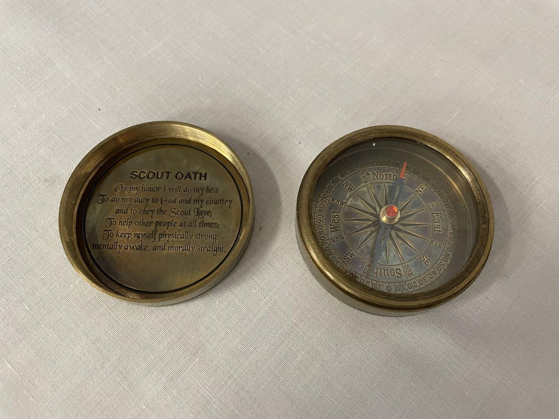 A BRASS BOY SCOUTS COMPASS - Image 2 of 2