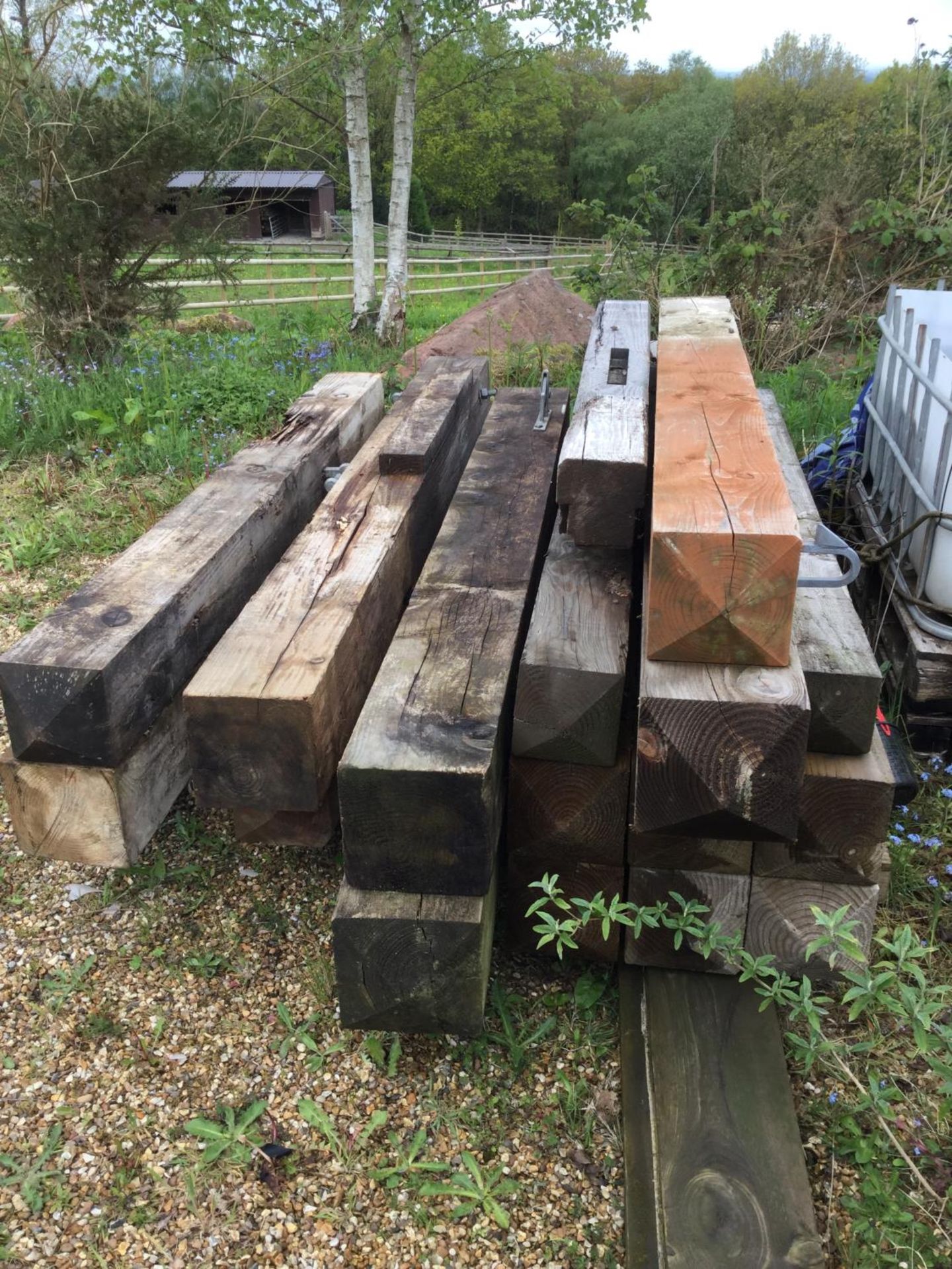 A SELECTION OF FENCE POSTS 6X6" AND 8X8" (16) NB:THESE ITEMS ARE TO BE COLLECTED FROM HEATHER BANK