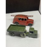 TWO VINTAGE TOY VEHICLES ONE DINKY (RED) AND ONE MECCANO (GREEN)