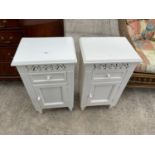 TWO WHITE BEDSIDE CABINETS